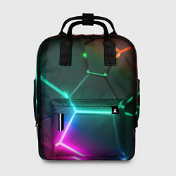 Рюкзак женский Радужный градиент неоновые геометрические плиты, цвет: 3D-принт
