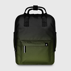 Рюкзак женский Черный и хвойный зеленый градиент, цвет: 3D-принт