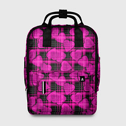 Женский рюкзак Black and pink hearts pattern on checkered