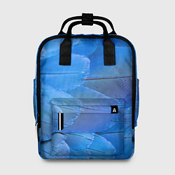 Рюкзак женский Текстура с голубыми перьями, цвет: 3D-принт