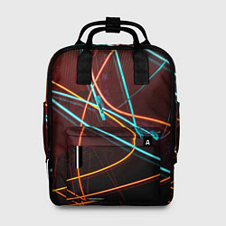 Рюкзак женский Неоновые лучи на тёмной поверхности, цвет: 3D-принт