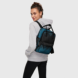 Рюкзак женский Синие штрихи на черном, цвет: 3D-принт — фото 2