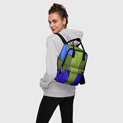 Рюкзак женский Зелено- синий геометрический дизайн, цвет: 3D-принт — фото 2
