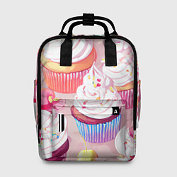 Рюкзак женский Много сладких капкейков, цвет: 3D-принт