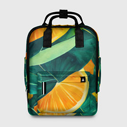 Рюкзак женский Листья монстеры и дольки апельсинов, цвет: 3D-принт