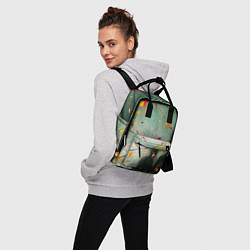 Рюкзак женский Светло-зелёный фон и разные краски, цвет: 3D-принт — фото 2