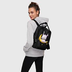 Рюкзак женский Крольчонок сидит на месяце на чёрном фоне, цвет: 3D-принт — фото 2
