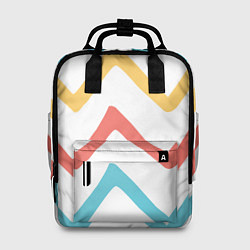 Рюкзак женский Волнообразные жёлтые, красные и синие линии, цвет: 3D-принт