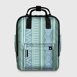 Рюкзак женский Зелёные и синие абстрактные узоры, цвет: 3D-принт