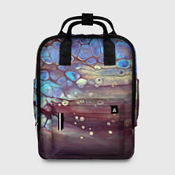 Рюкзак женский Тёмный песок и синие блестящие камни, цвет: 3D-принт