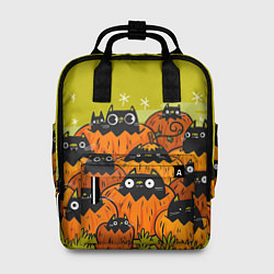 Рюкзак женский Хэллоуин - коты в тыквах, цвет: 3D-принт