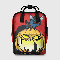 Рюкзак женский Halloween - тыква и кот, цвет: 3D-принт