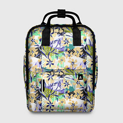 Рюкзак женский Цветочный узор на фоне в горошек, цвет: 3D-принт