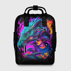 Рюкзак женский Дракон и девушка - поп арт, цвет: 3D-принт