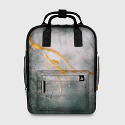 Рюкзак женский Абстрактный серый туман и золотая краска, цвет: 3D-принт
