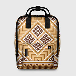 Рюкзак женский Индейский пиксельный орнамент, цвет: 3D-принт