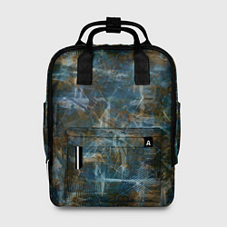 Рюкзак женский Синий и коричневый абстрактный гранжевый, цвет: 3D-принт