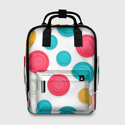 Рюкзак женский Белый фон и абстрактные разноцветные объёмные окру, цвет: 3D-принт