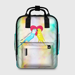 Рюкзак женский Влюбленные волнистые попугайчики, цвет: 3D-принт