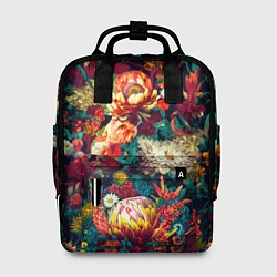 Рюкзак женский Цветочный паттерн с цветами и листьями, цвет: 3D-принт