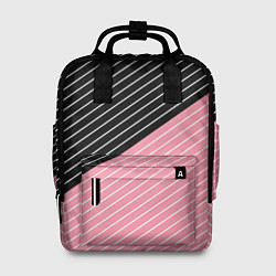 Рюкзак женский Узор в черную и розовую полоску, цвет: 3D-принт