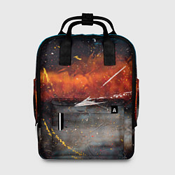 Рюкзак женский Серый, оранжевый и синий туманы и краски, цвет: 3D-принт