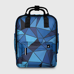 Рюкзак женский Синие треугольники, абстракт, цвет: 3D-принт
