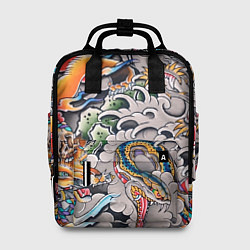 Рюкзак женский Иредзуми: дракон и лис, цвет: 3D-принт