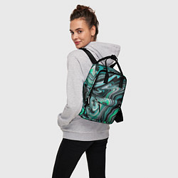 Рюкзак женский Черно-зеленый флюид арт, цвет: 3D-принт — фото 2