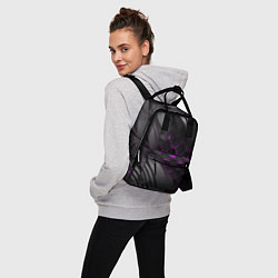 Рюкзак женский Черные объекты с фиолетовой сеткой, цвет: 3D-принт — фото 2
