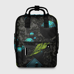 Рюкзак женский Зеленые абстрактные листья, цвет: 3D-принт