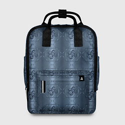 Рюкзак женский Атласный синий узор с завертушками, цвет: 3D-принт