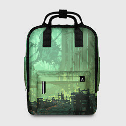 Рюкзак женский Пиксельный киберпанк пейзаж иллюстрация, цвет: 3D-принт
