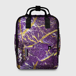 Рюкзак женский Фиолетовые и золотые блестки, цвет: 3D-принт