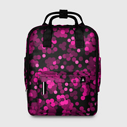 Рюкзак женский Красно розовые конфетти на черном, цвет: 3D-принт