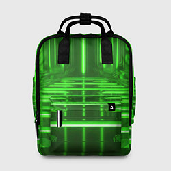 Рюкзак женский Зеленые световые объекты, цвет: 3D-принт