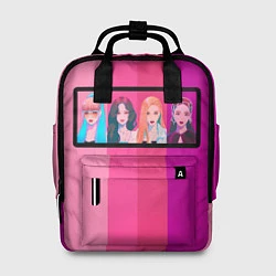 Рюкзак женский Группа Black pink на фоне оттенков розового, цвет: 3D-принт