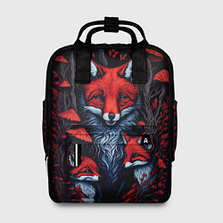 Рюкзак женский Красный лис и грибы, цвет: 3D-принт
