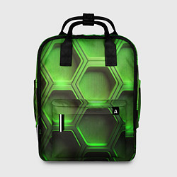 Рюкзак женский Объемные зеленые соты, цвет: 3D-принт