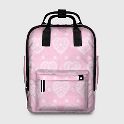 Рюкзак женский Розовое кружево сердечки, цвет: 3D-принт