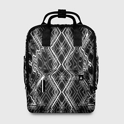 Рюкзак женский Черно-белый узор Искаженная геометрия, цвет: 3D-принт