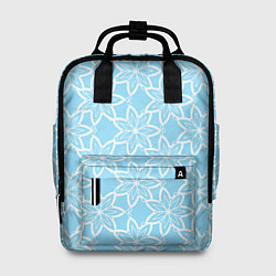 Рюкзак женский Цветы-снежинки небесно-голубой, цвет: 3D-принт