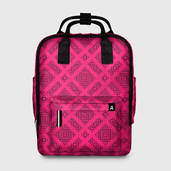 Рюкзак женский Малиновый с черным геометрический узор, цвет: 3D-принт