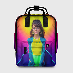 Рюкзак женский Девушка гимнастка в неоновом зале, цвет: 3D-принт