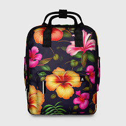 Рюкзак женский Гавайские цветы узор, цвет: 3D-принт