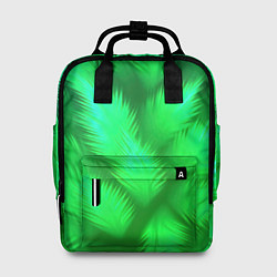 Рюкзак женский Объемные пушистые зеленые листья, цвет: 3D-принт