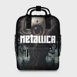 Рюкзак женский Металлика на фоне одноглазого рок монстра, цвет: 3D-принт