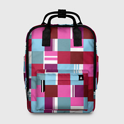 Рюкзак женский Ретро квадраты вишнёвые, цвет: 3D-принт