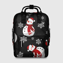 Женский рюкзак Снеговички в зимних шапочках со снежинками