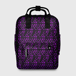 Рюкзак женский Фиолетовые ромбы на чёрном фоне, цвет: 3D-принт